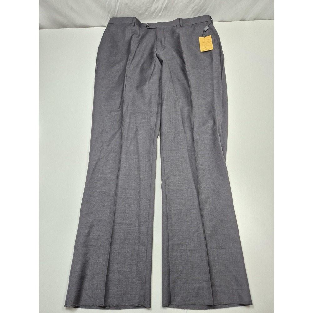 Galante Dress Pants Mens 42x36 Gray Wool Flat Front Straight Italy NWT
